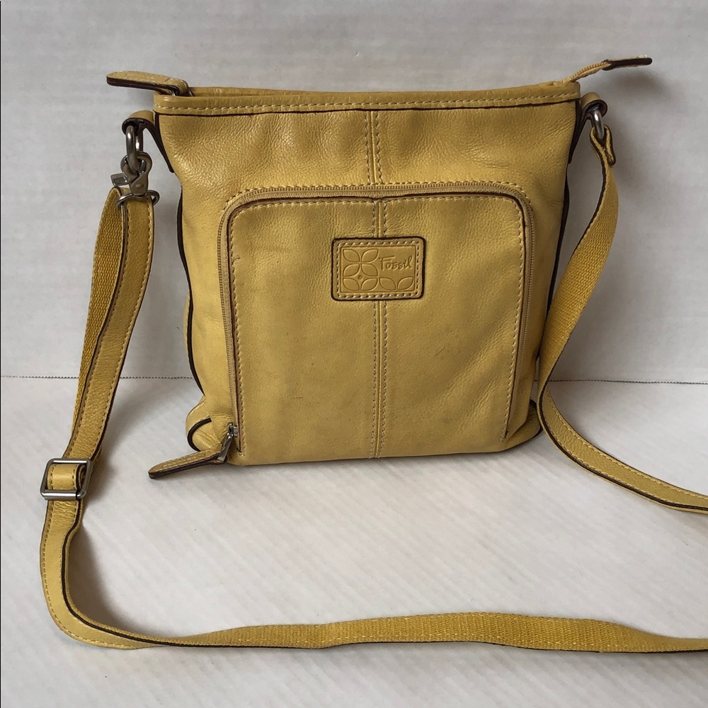 FOSSIL Pale Yellow Leather Crossbody bag